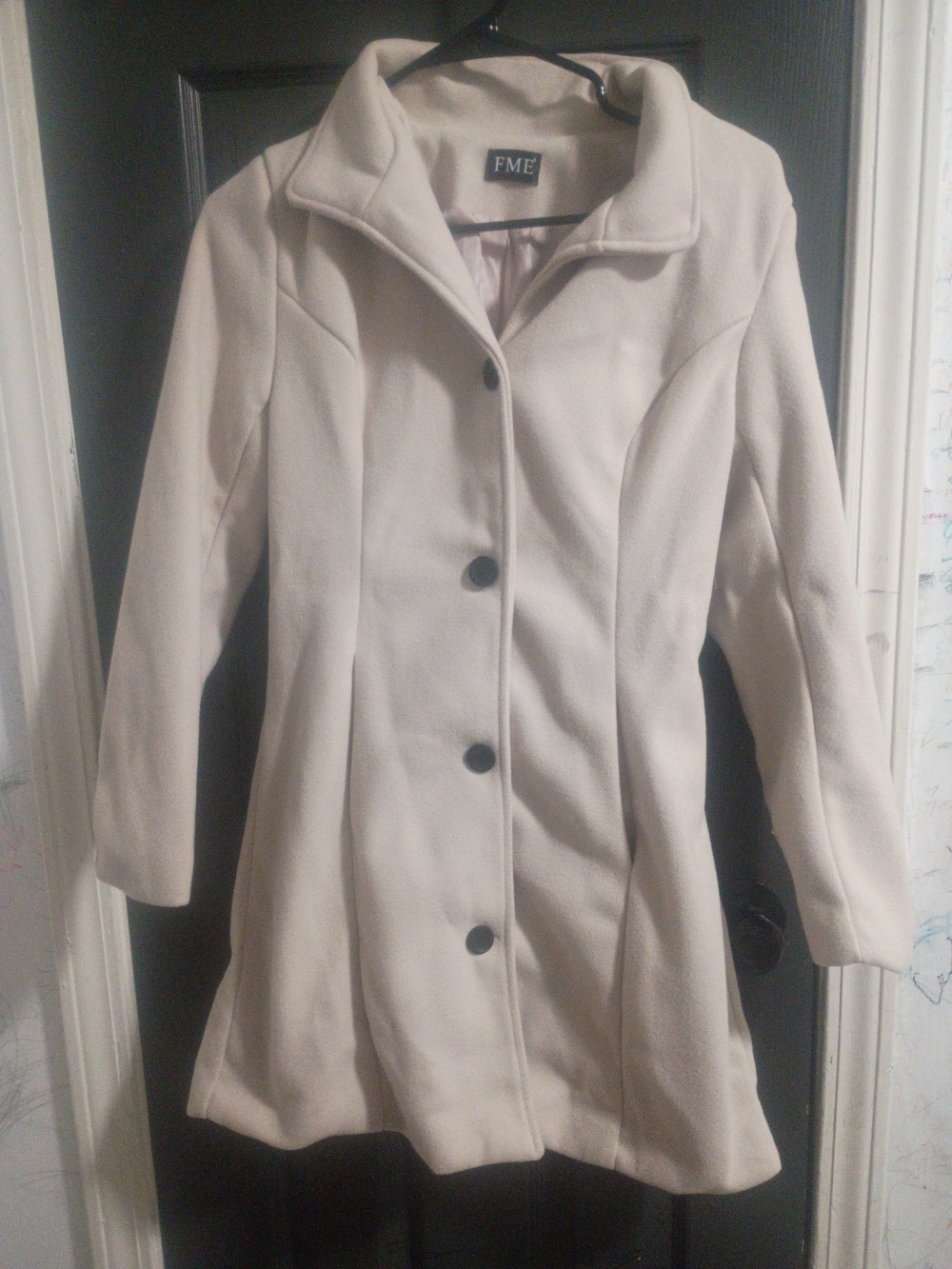 FME Makeover Essentials Cream Single-Breasted Women's Pea Coat Size #M